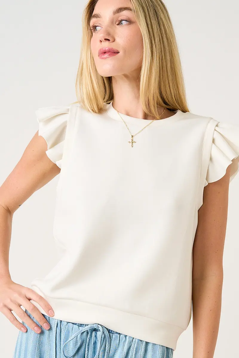 Mitto Shop Flutter Sleeve Premium Knit Top - C15696 1