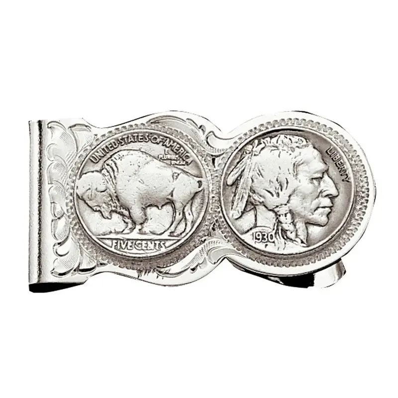 Montana Silversmiths Buffalo Indian Nickel Scalloped Money Clip - Mcl50 1