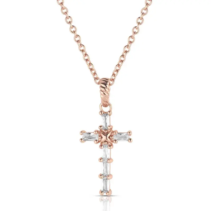 Montana Silversmiths Entwined Rose Gold Brilliant Cross Necklace - Nc3239rg 1