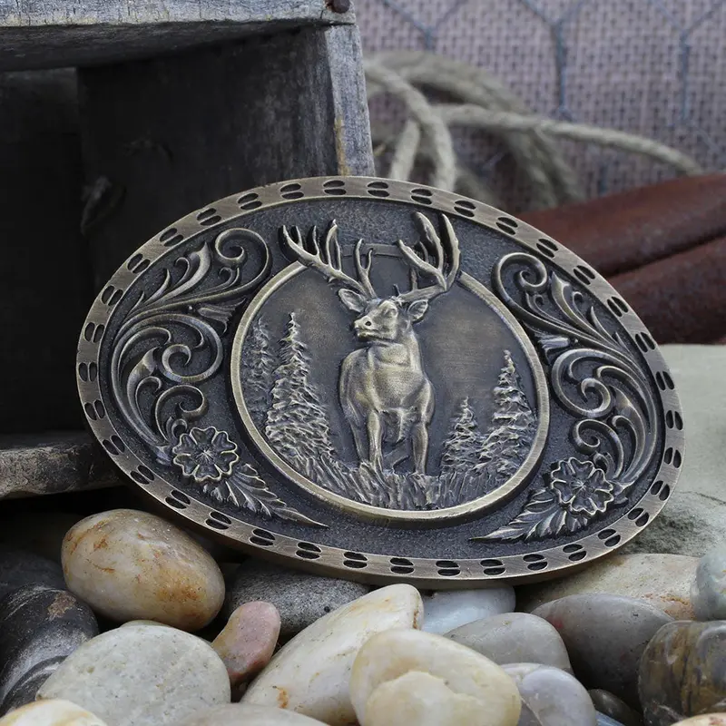 Montana Silversmiths Heritage Outdoor Series Wild Stag Carved Buckle - A507c 1