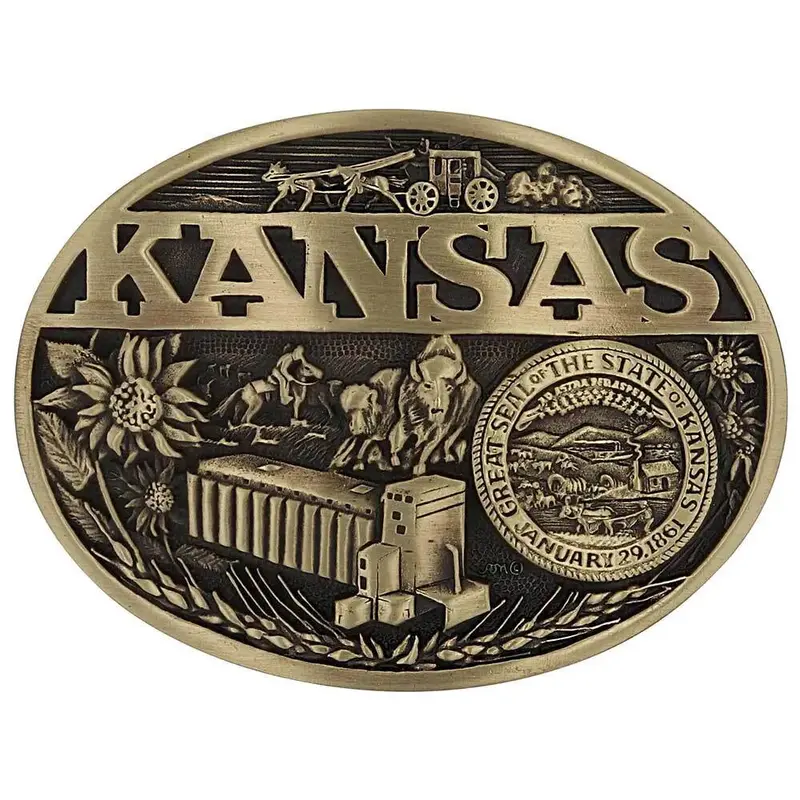 Montana Silversmiths Kansas State Heritage Attitude Buckle - 60811Ksc 1