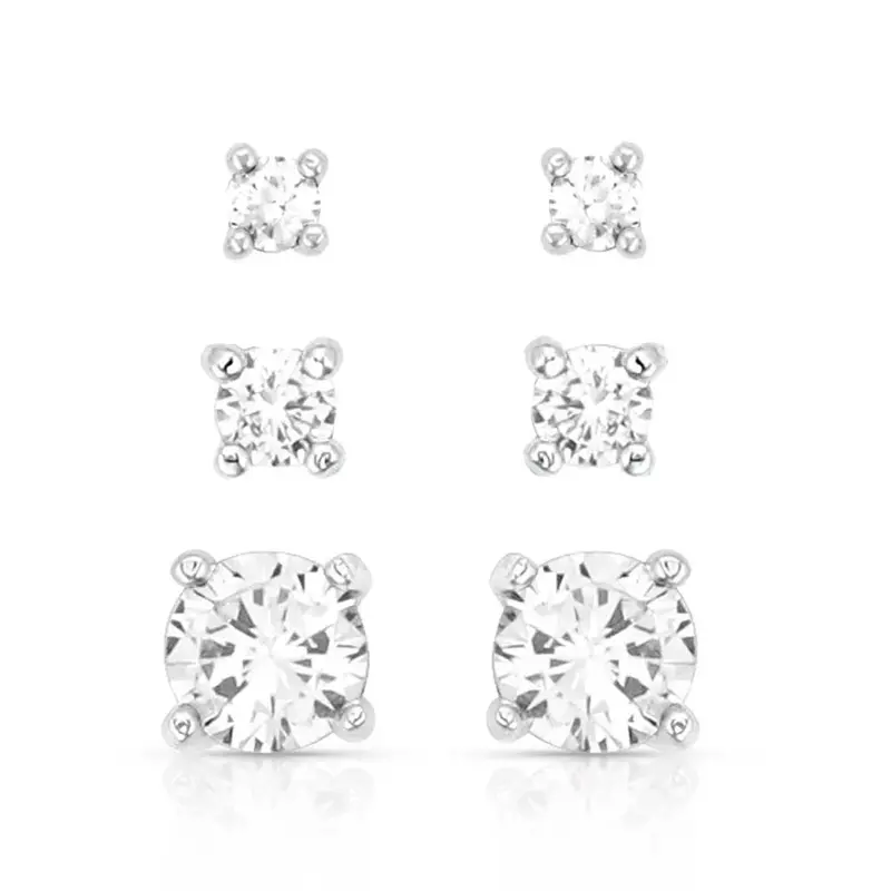 Montana Silversmiths Shine Bright Triple Crystal Post Earring Set - Er5646 1