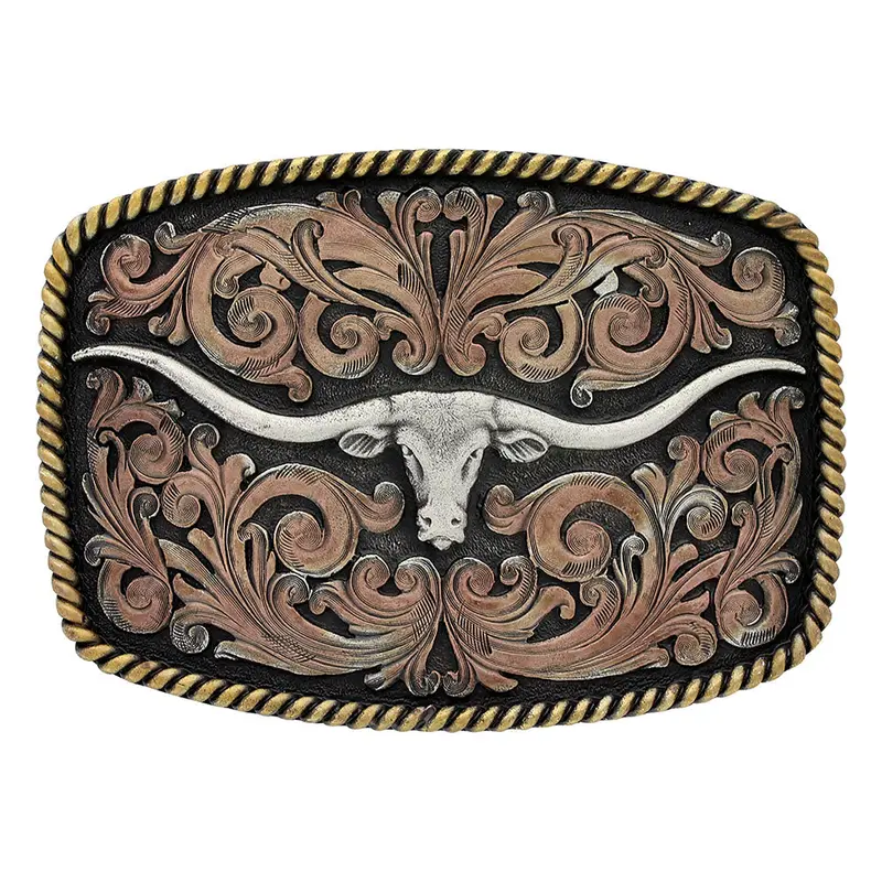 Montana Silversmiths Tri-Color Texas Longhorn Attitude Buckle - A711 1
