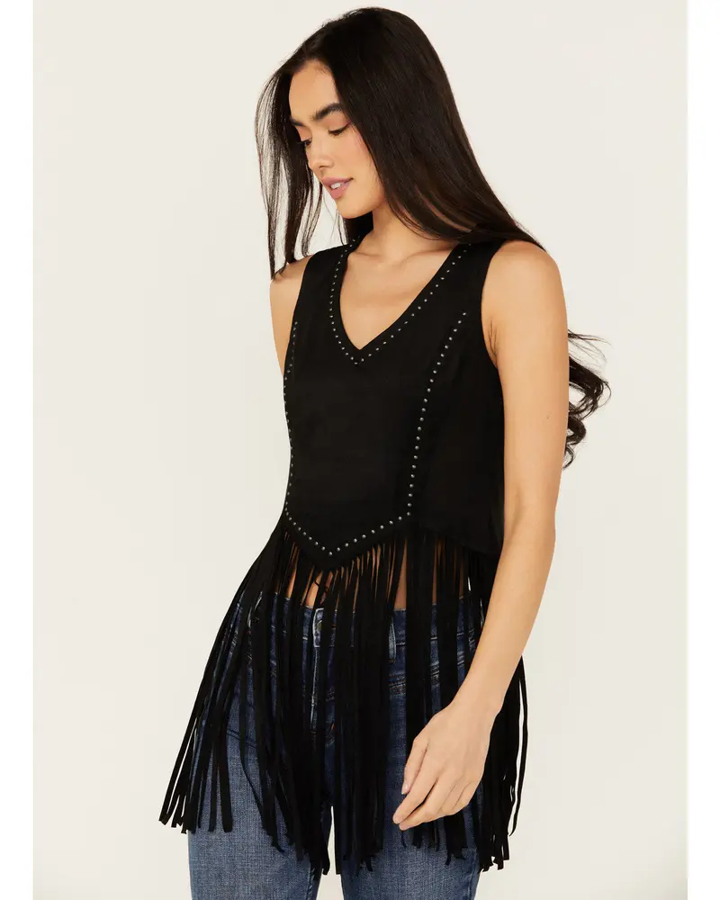 Monticello Fringe Faux Suede Studded Tank 1