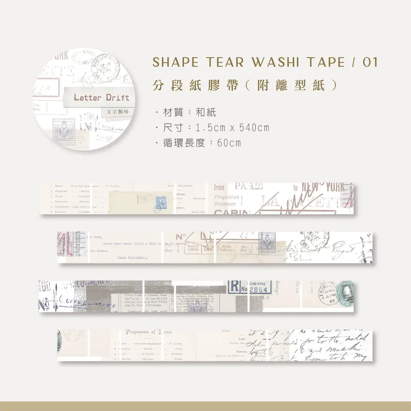 Mu Lifestyle - Washi Tape - Shape Tear - #001 1