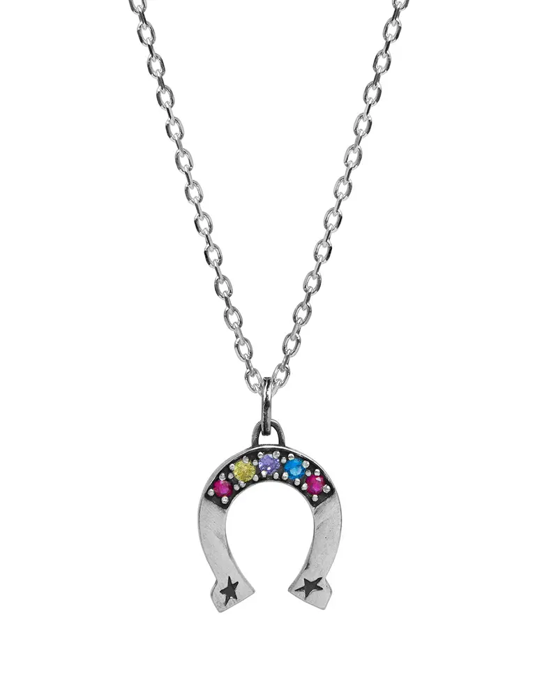 Multicolor Stone Horseshoe Necklace 1