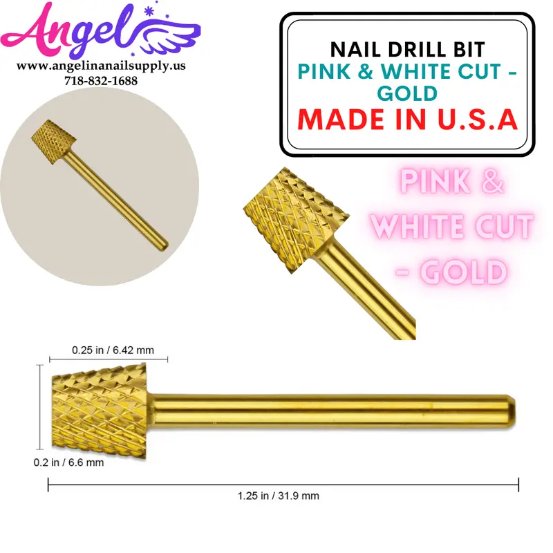 Nail Drill Bit - Pink & White Cut Filling - 3/32 1
