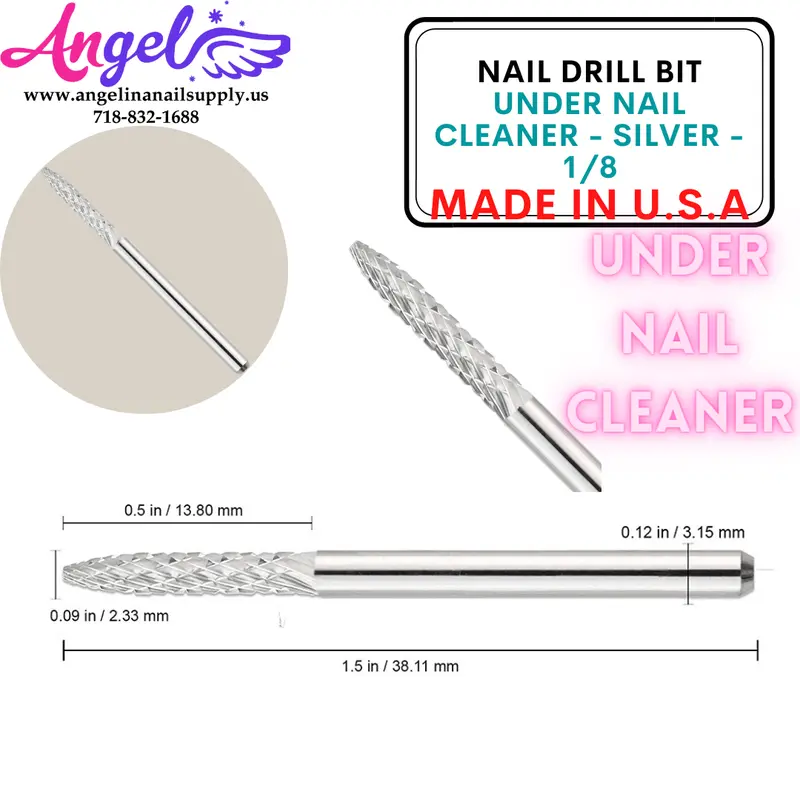 Nail Drill Bit - Under Nail Cleaner - Silver - 1/8 1