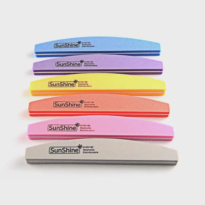 Nailshine Halfmoon Double Sided Nail Files Buffer 100/180 - Single Piece 1