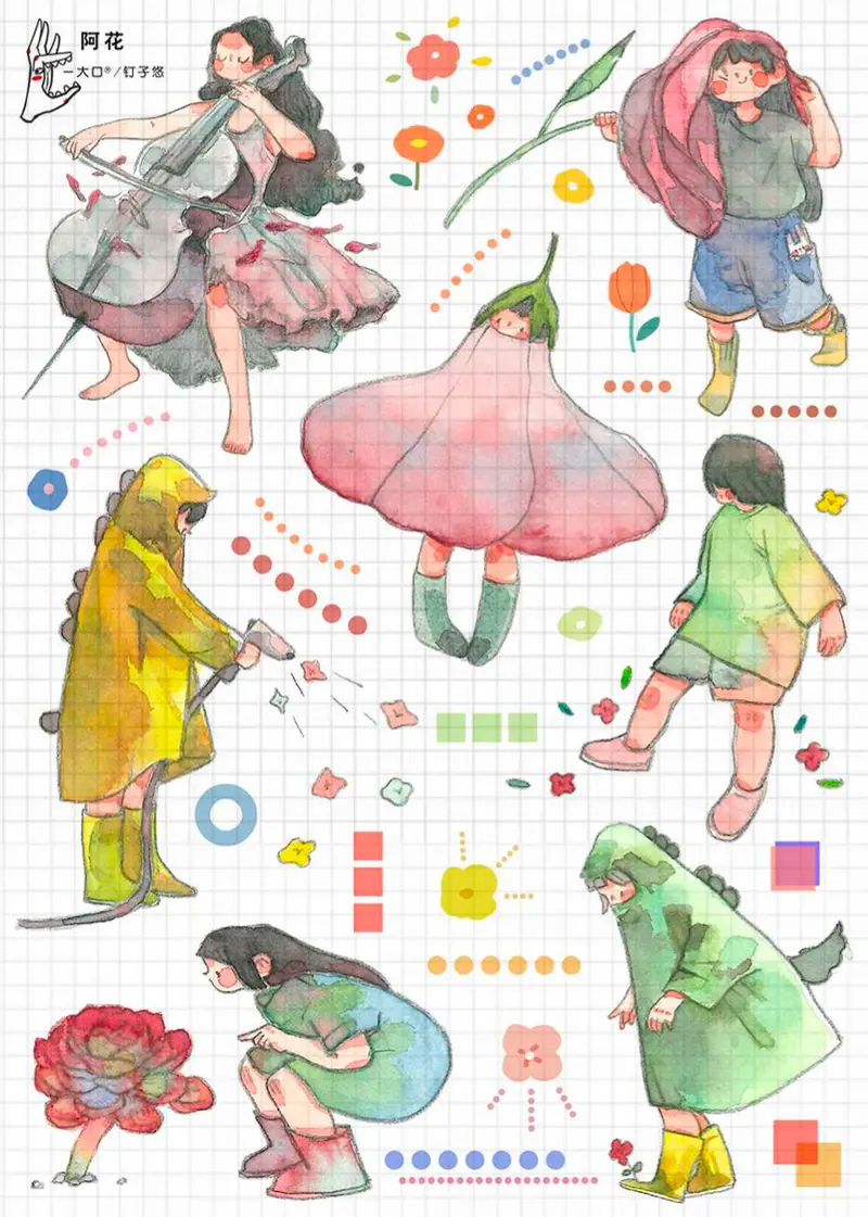 Nailyo - Planner Sticker -  Flower Girl 1