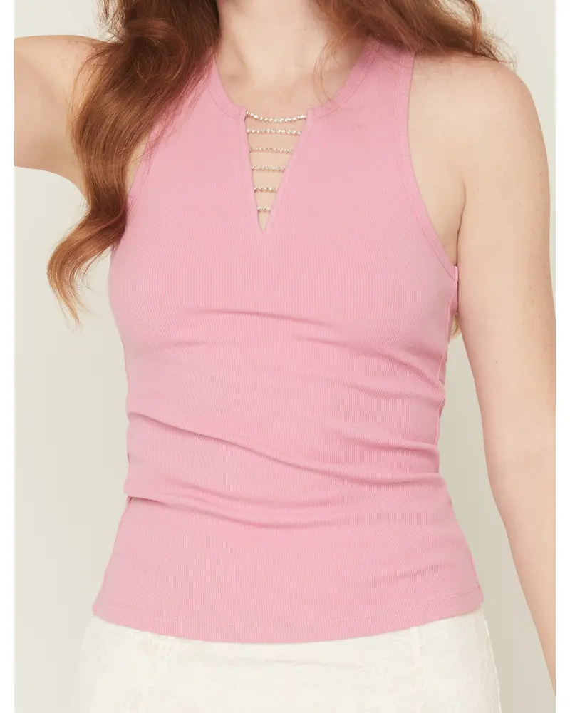 Nash Rhinestone Chain Ribbed Tank 4