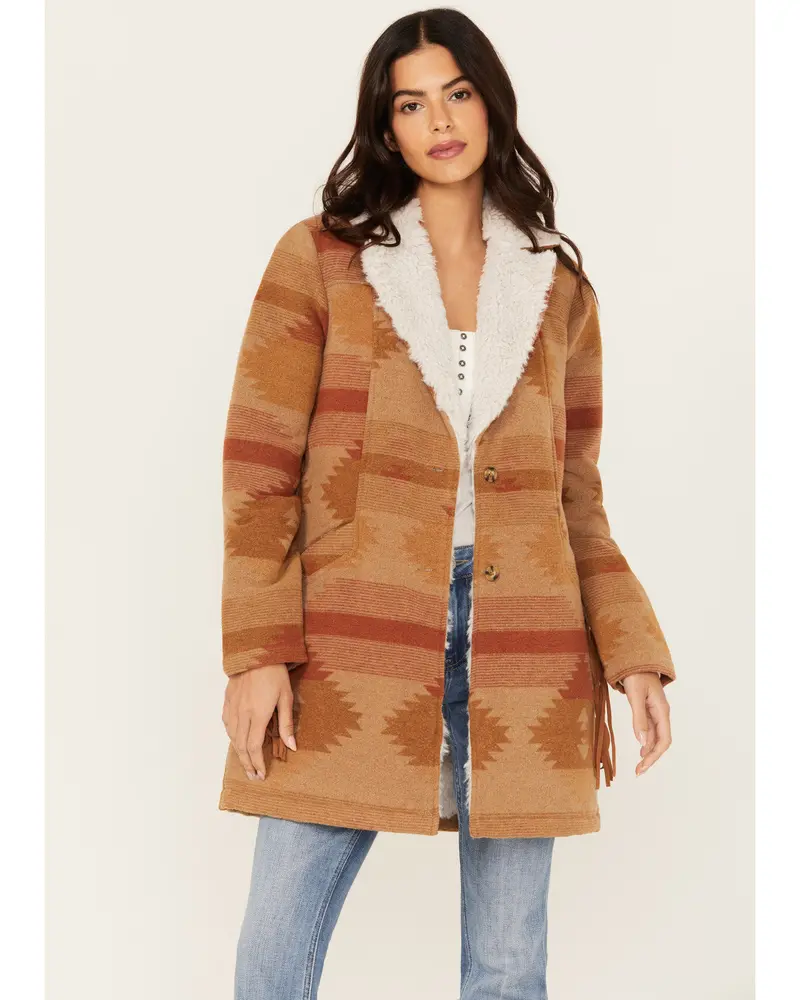 Nettie Sherpa Collar Tonal Blanket Coat 1