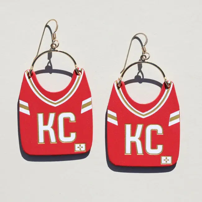 Nickel & Suede Kansas City Football Jersey Earrings 1