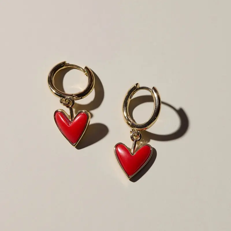 Nickel & Suede Red Coral Sweetheart Huggies 1