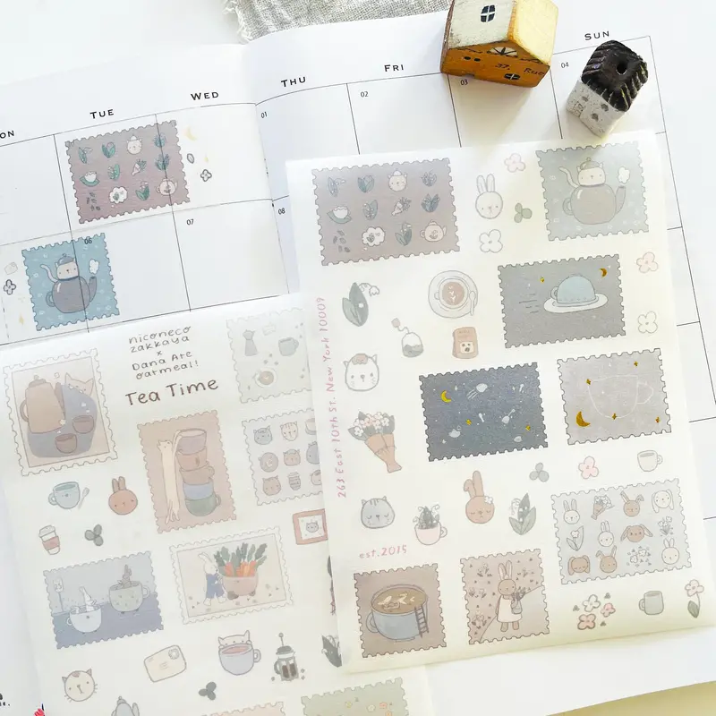 Niconeco Zakkaya - Planner Sticker - Tea Time (Print-On) 1