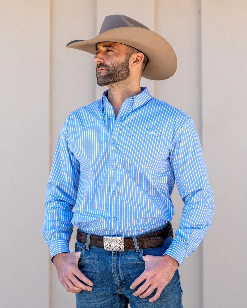 Nigro's Exclusive Light Blue & White Gingham Long Sleeve Shirt 1