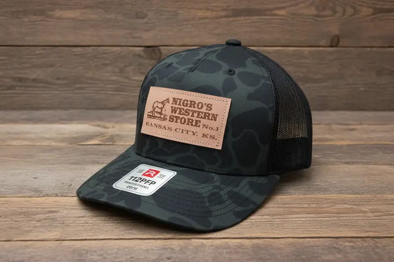 Nigro's Richardson 112 Five Panel Sable Duck Camo Leather Patch - Nbc 34 1