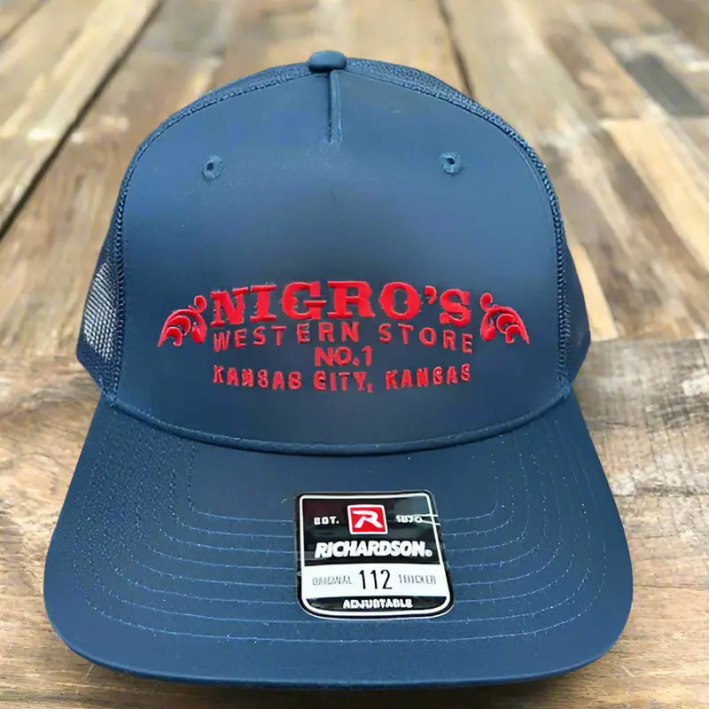 Nigro's Richardson 112 Solid Navy Red Scrolls Logo - Nbc 14 1