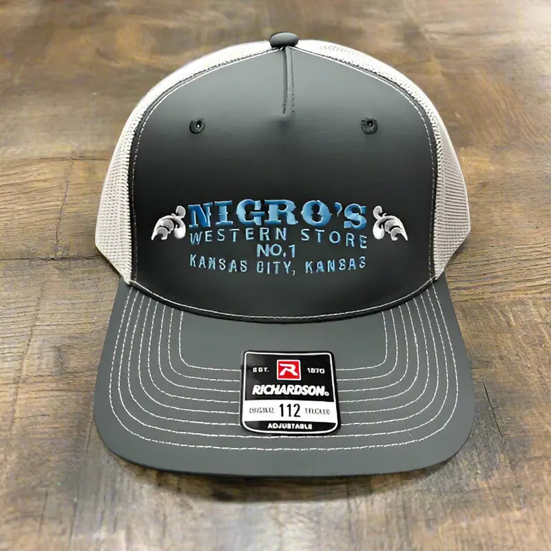 Nigro's Richardson 112Fpc Split Charcoal/Ice With Light Blue/White Scrolls Logo - Nbc 18 1