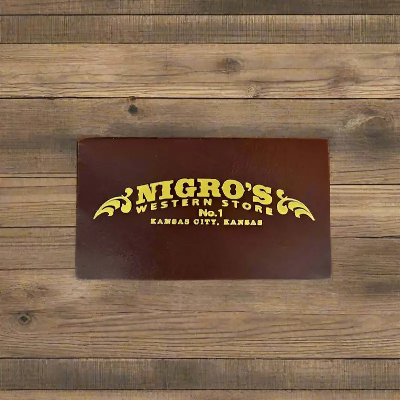 Nigro's Western Store All Leather Sticker - Gold Embossed 1
