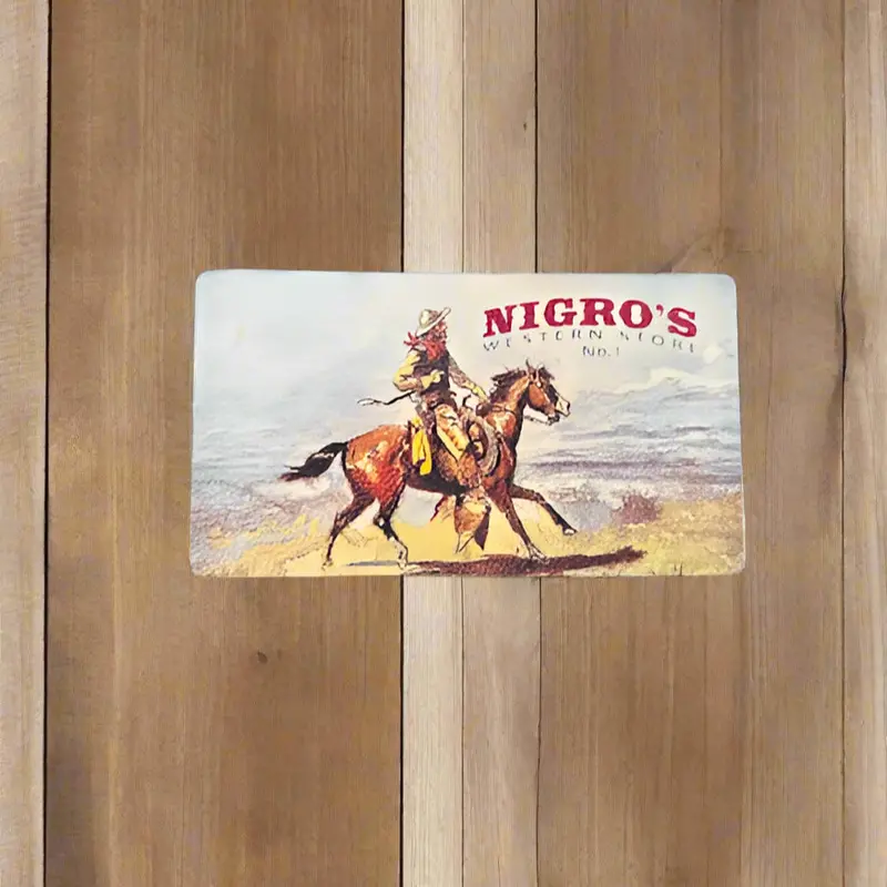 Nigro's Western Store All Leather Sticker - Running Cowboy 1