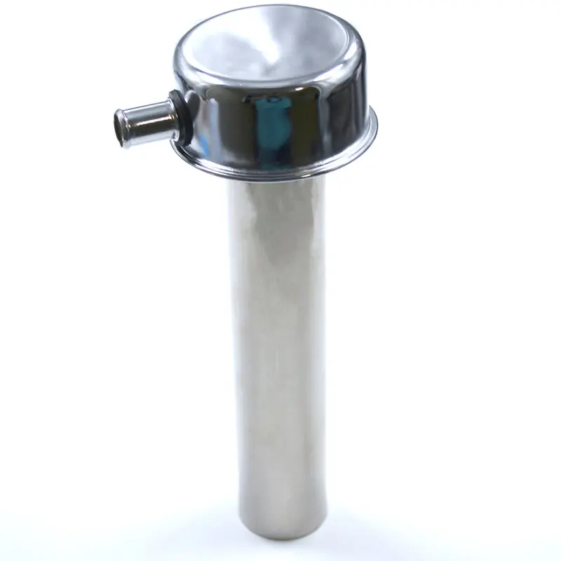 Oil Fill Tube Kit & Breather W/Breather Port, T-304 Polished Stainless Tube & Chrome Breather, 1966-91 Amc, Jeep V-8 1