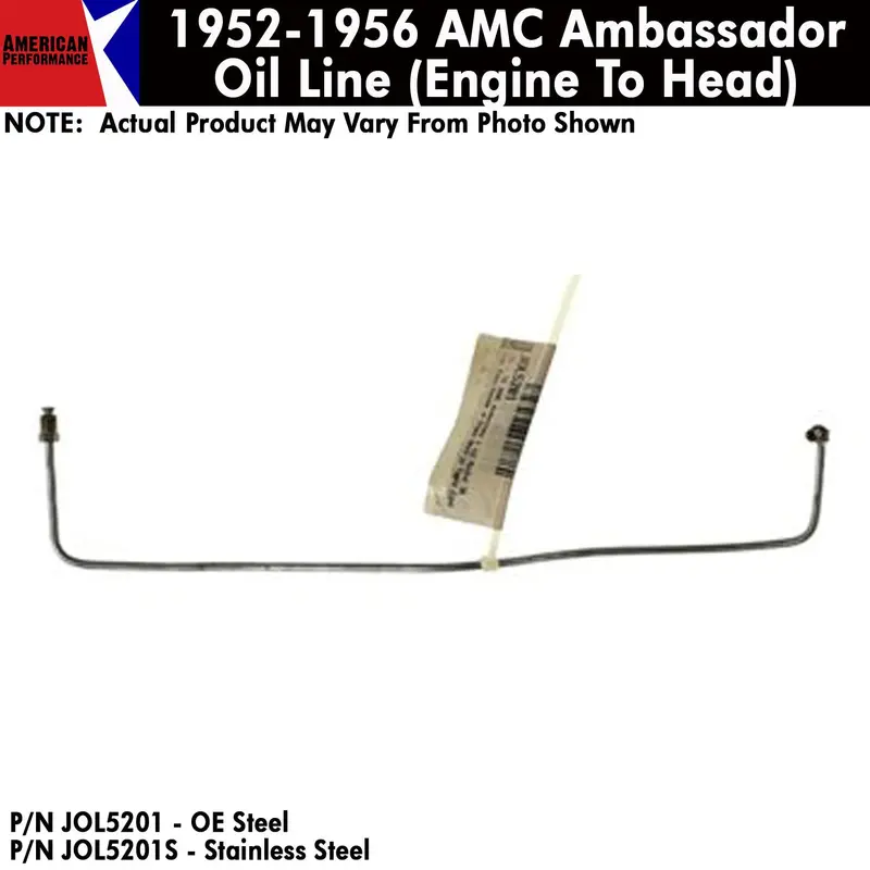 Oil Line, Engine Block To Head Rocker, 1952-56 Amc Ambassador 6-Cylinder (Oe Steel Or Stainless) - Drop Ships In Approx. 4-6 Weeks 1