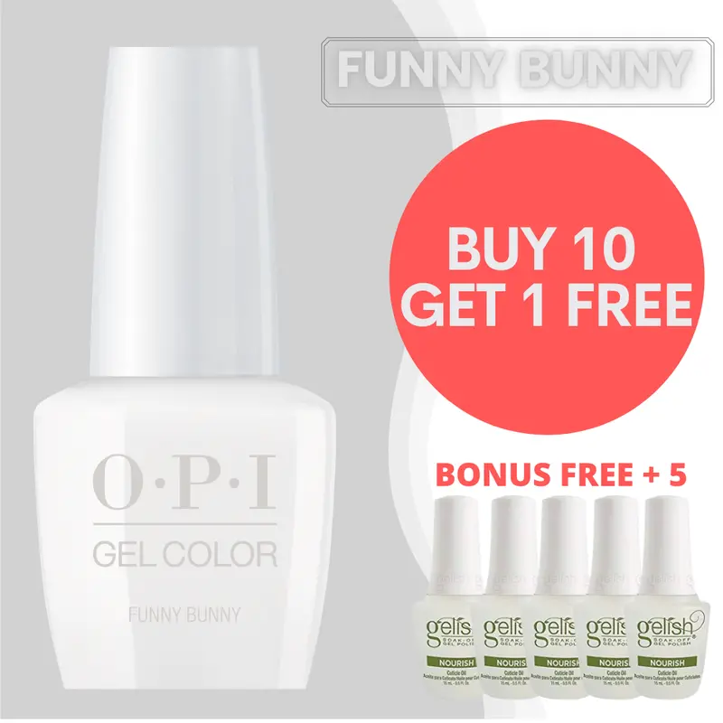 Opi Gel Color Gct H22 Funny Bunny (Combo 10 + 1 Free + 5 Extra Gelish Oil) 1