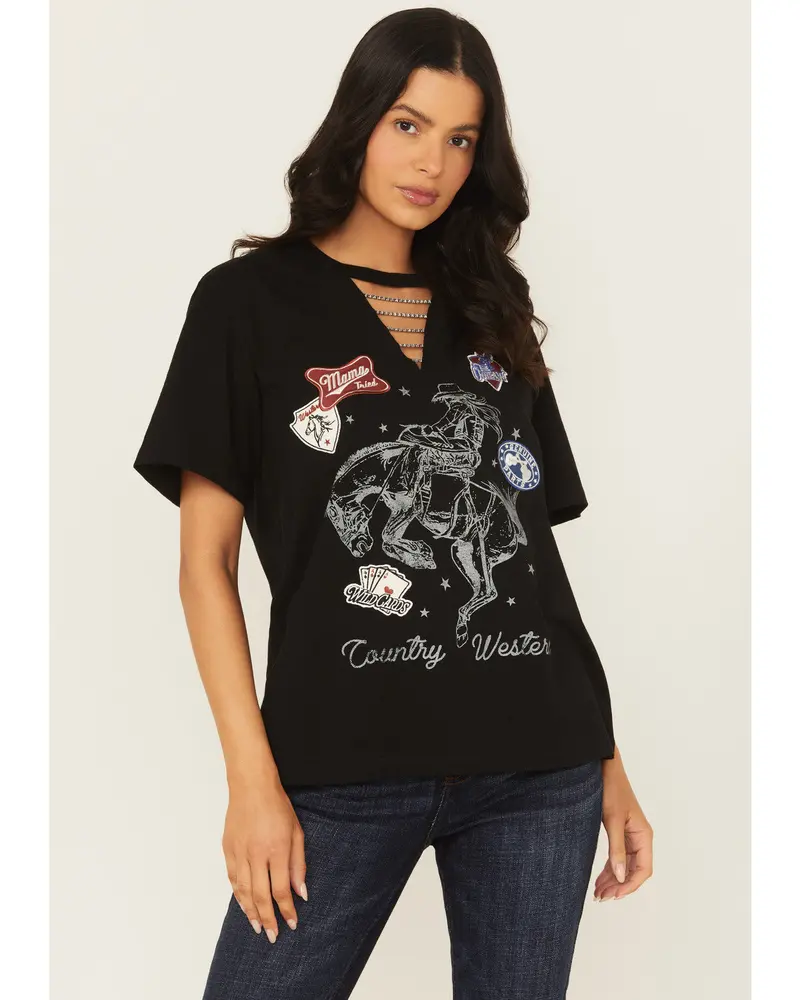 Patch Country And Western Embellished Short Sleeve Graphic Tee 1