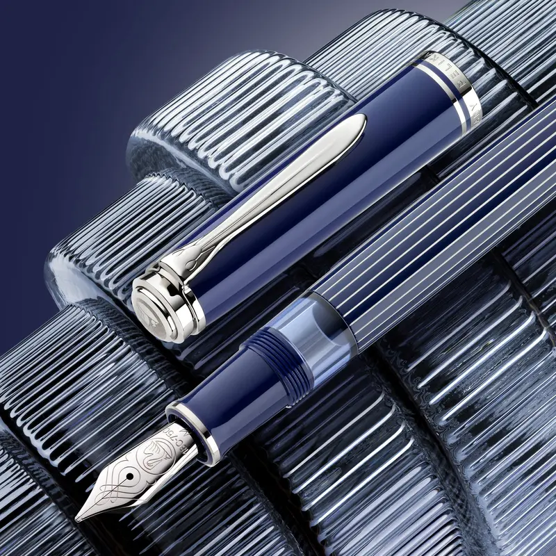 Pelikan - Fountain Pen - Souverän M815 - Metal Striped Blue 1
