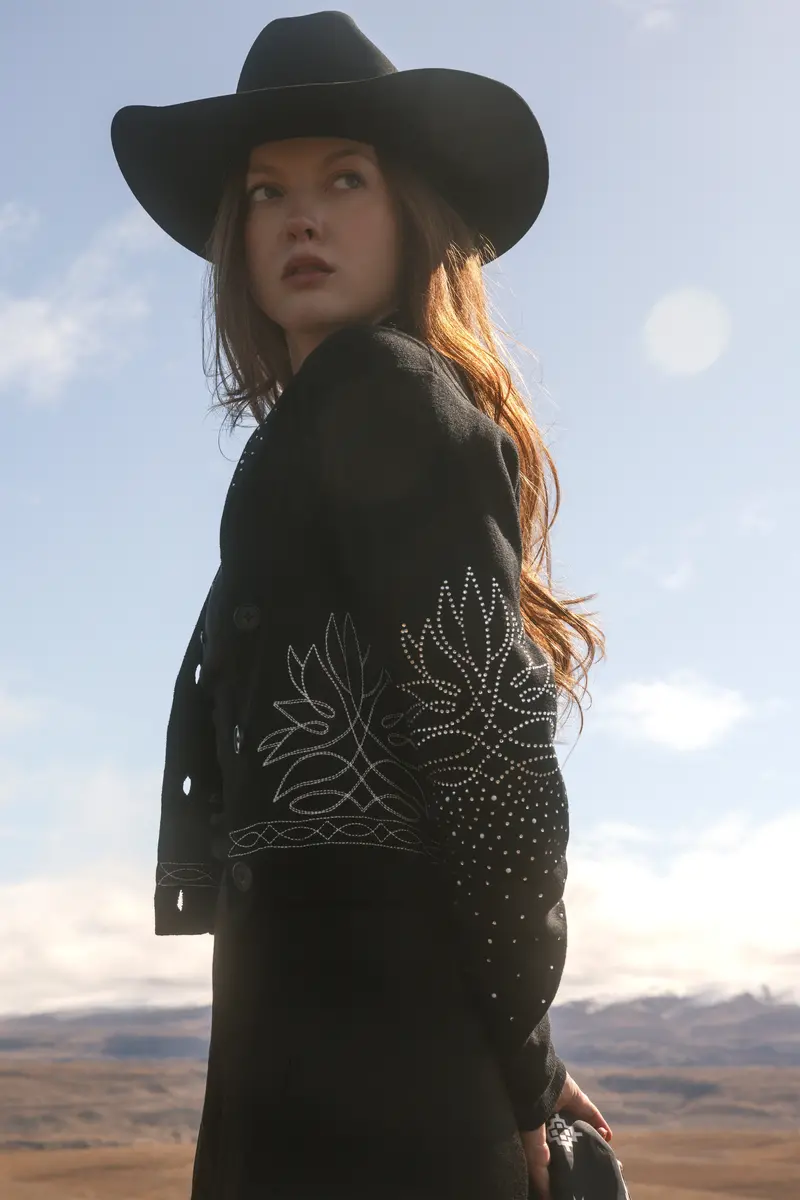 Pierce Embellished Cropped Button-Down Sweater 1