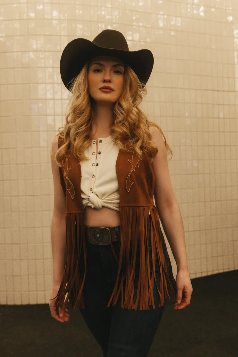 Pike Boot Stitch Fringe Faux Suede Vest 1