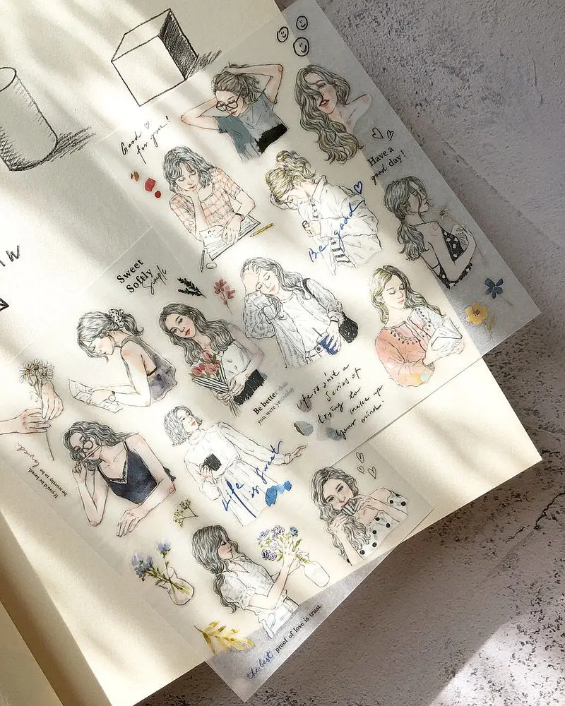 Pion - Planner Sticker - Sketch Girl <Outgoing> 1