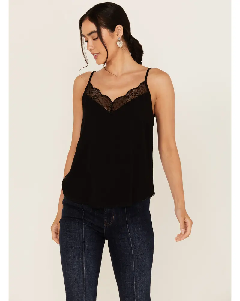 Randa Solid Lace Trim Cami Tank 1