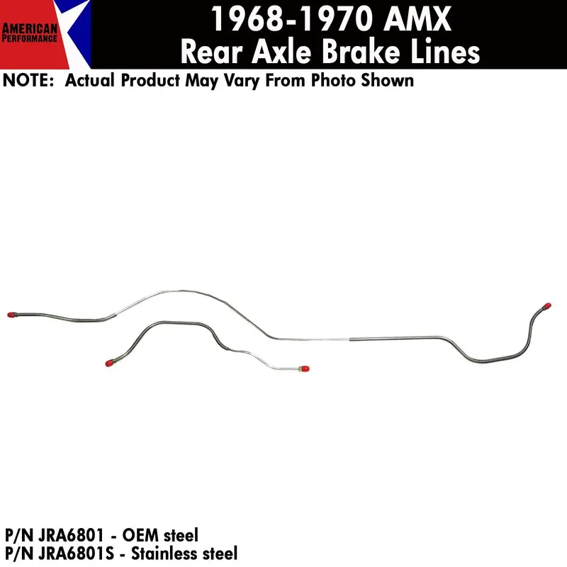 Rear Axle Brake Line, 2-Piece, 1971-74 Amc Javelin, Javelin Amx (Oe Steel Or Stainless) Drop Ships In Approx. 4-6 Weeks 1