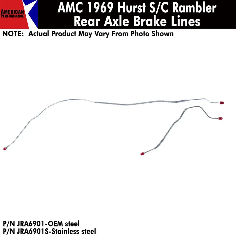 Rear Axle Brake Line, 2-Piece, Front Disc, 1969 Hurst S/C Rambler (Oe Steel Or Stainless) Drop Ships In Approx. 4-6 Weeks 1