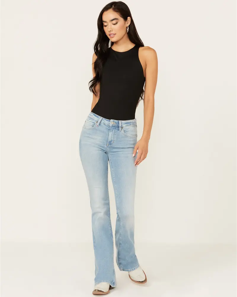 Rebel Mid Rise Bootcut Stretch Denim Jeans 1