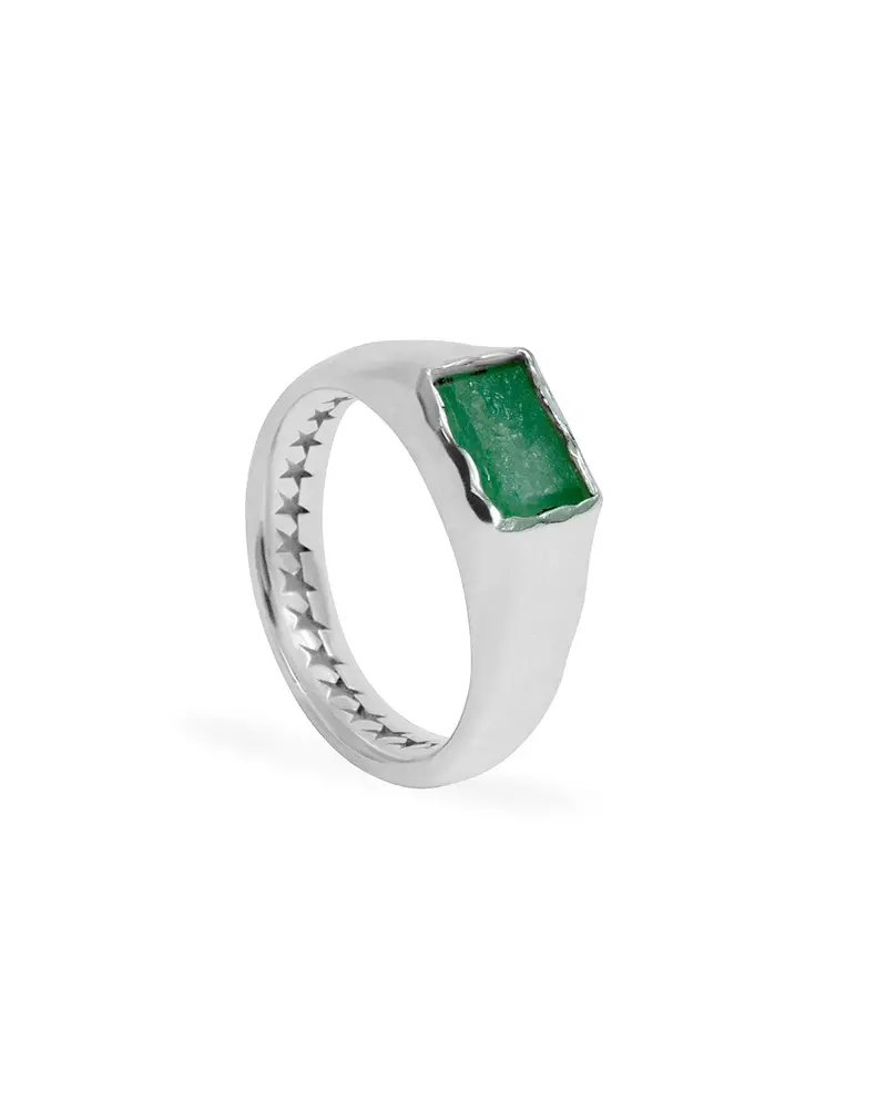 Rectangular Green Stone Ring 1