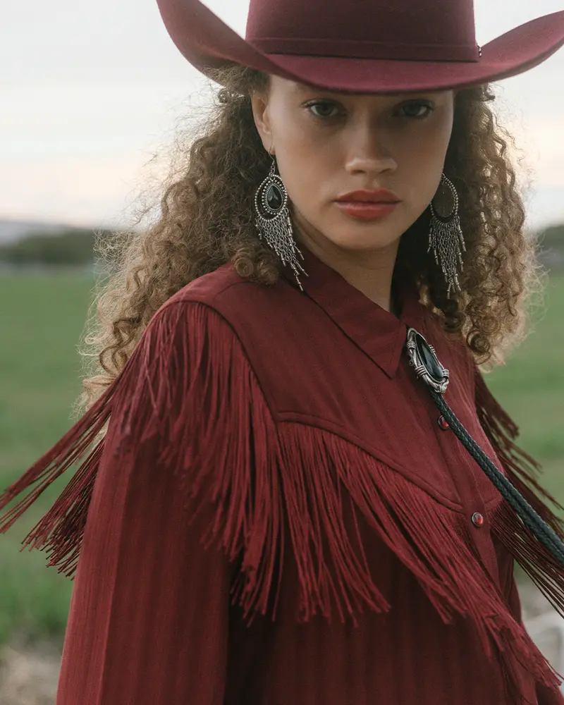 Revive Fringe Long Sleeve Snap Crinkle Shirt 1
