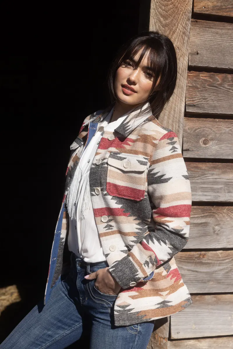 Roadhouse Southwestern Print Button-Down Shacket 1