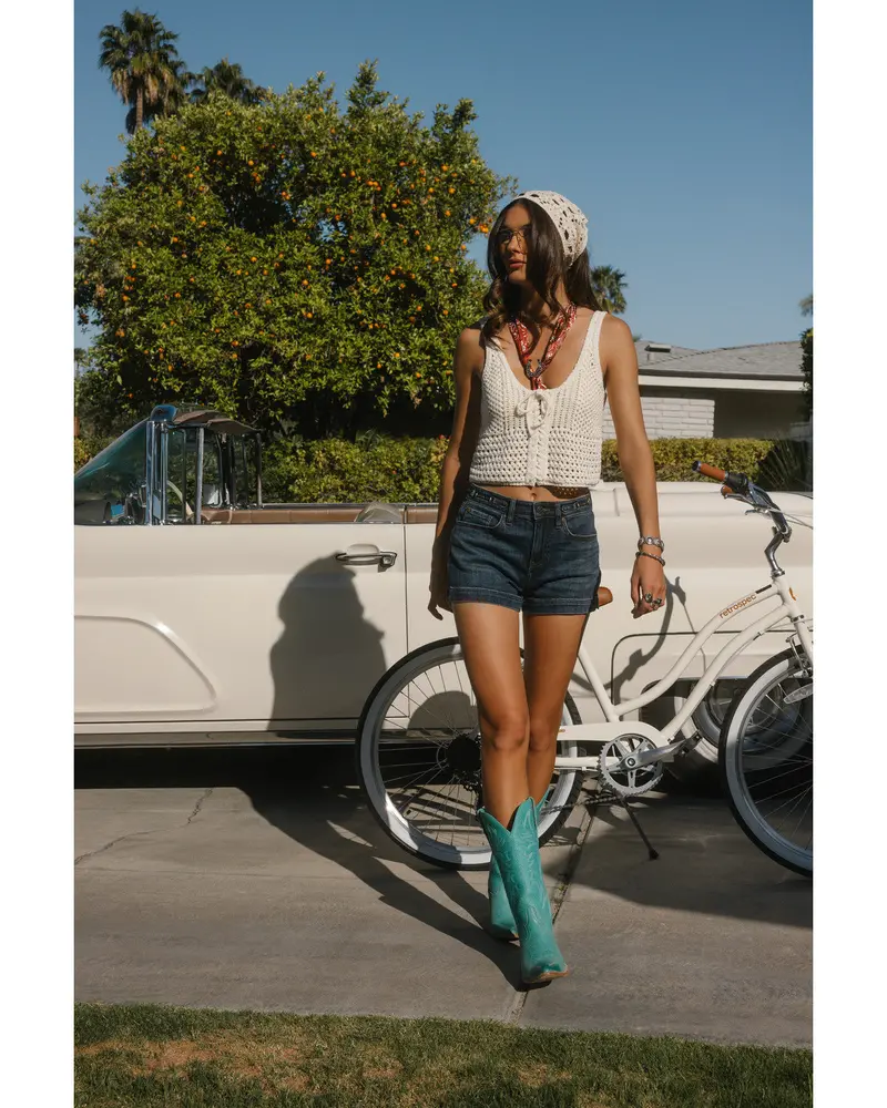 Rockwall Open Weave Cropped Sweater Tank 1