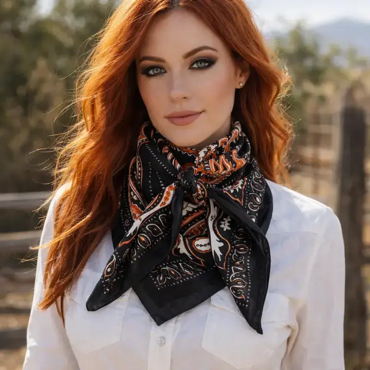 Rodeo Drive Black And Orange Floral Wild Rag - Wr1012 1