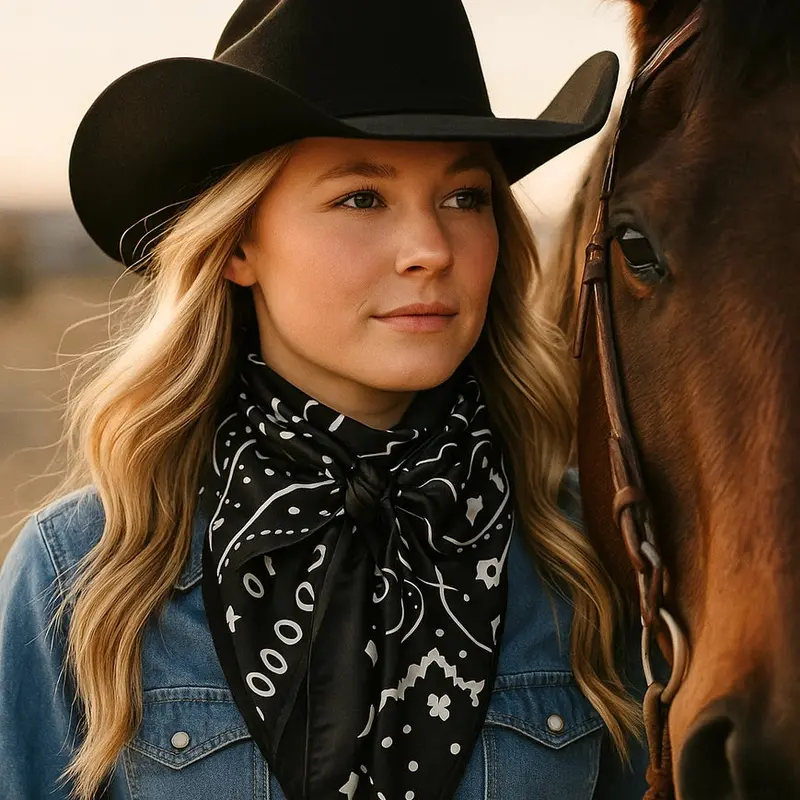 Rodeo Drive Black & White Paisley Wild Rag - Wr3411 1