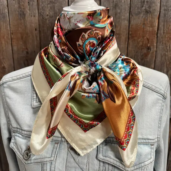 Rodeo Drive Brown & Cream Floral Wild Rag - Wr1010 1