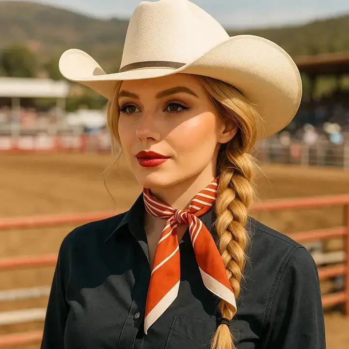 Rodeo Drive Burnt Orange & Cream Western Skinny Wild Rag Cowgirl Necktie - Tw110 1