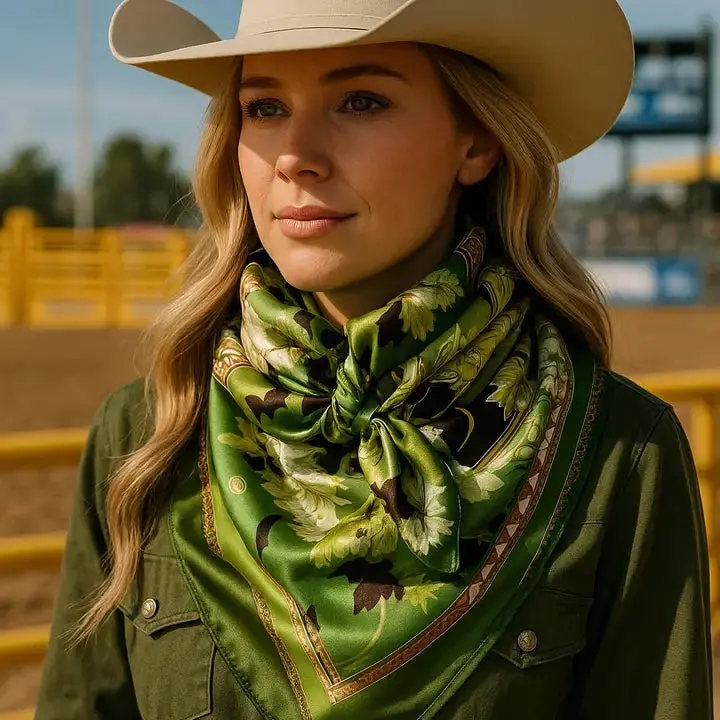 Rodeo Drive Green Floral Paisley Wild Rag - Wr174 1
