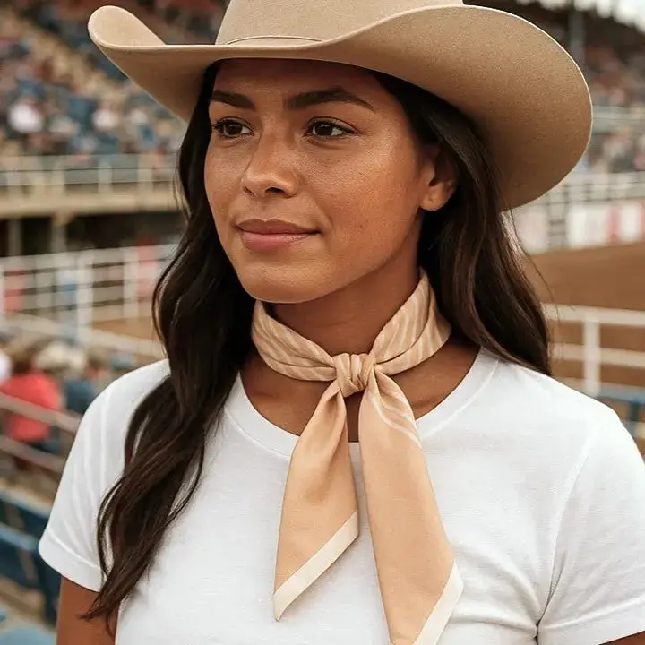 Rodeo Drive Tan & Cream Western Skinny Mini Wild Rag Cowgirl Necktie - Tw106 1
