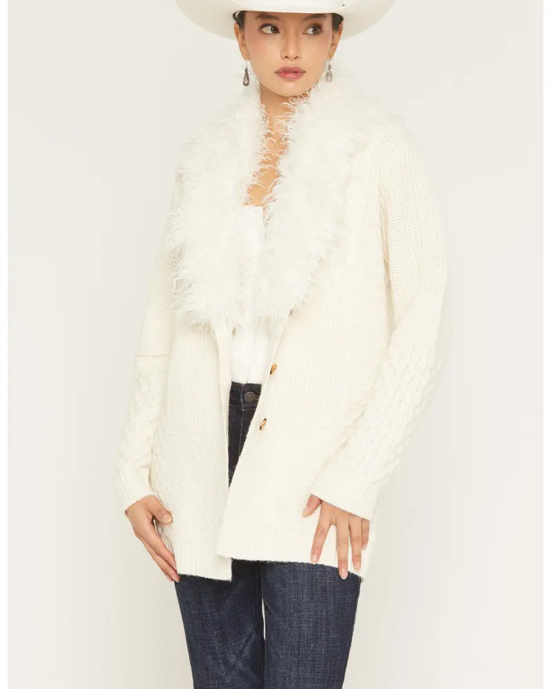 Ryder Fur Collar Button-Down Sweater 1