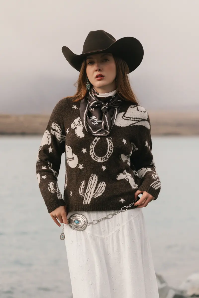 Saddleridge Western Conversation Print Sweater 1