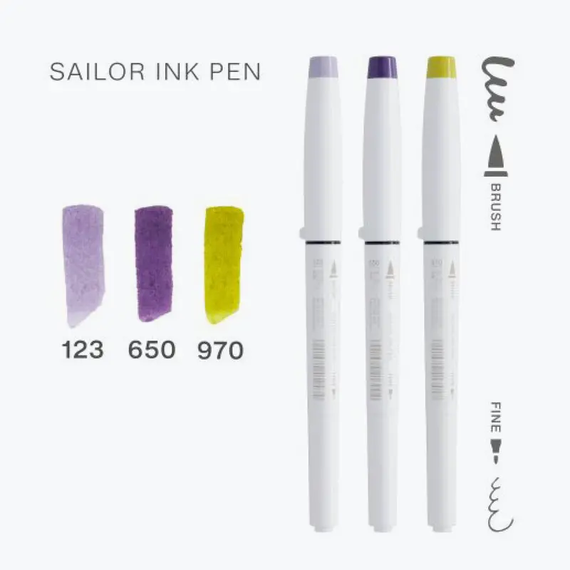 Sailor - Brush Pens - Ink Pen - Set Of 3 - Lingering Scent 2